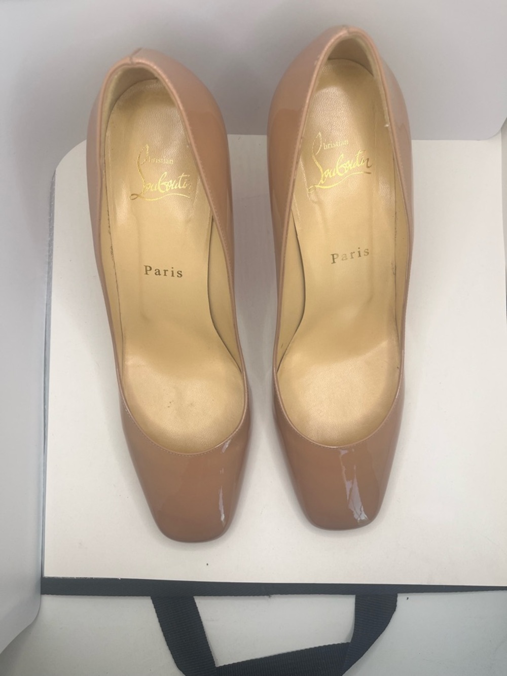 Christian Louboutin Viva Pump 85 Patent Leather Nude Pumps